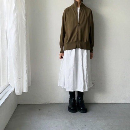 homspun ソフトコットンジップアップカーディガン　カーキ