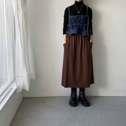 atelier naruse ウールポンチギャザースカート　ブラウン