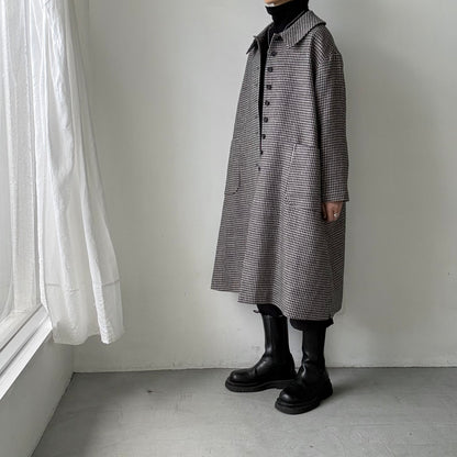 MAGALI  ピエドウールウールリネンフラットカラーコート