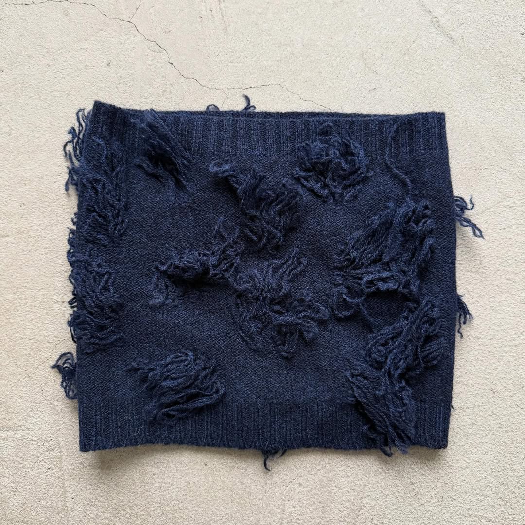 homspun ラムフリンジネックウォーマー　ネイビー