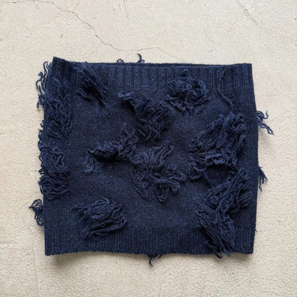 homspun ラムフリンジネックウォーマー　ネイビー