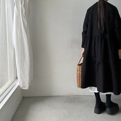 jujudhau デッドストックコットンティアードドレス　ブラック