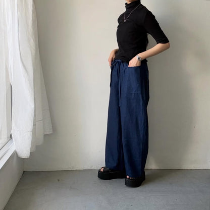 MAGALI インディゴリネンロングパンツ