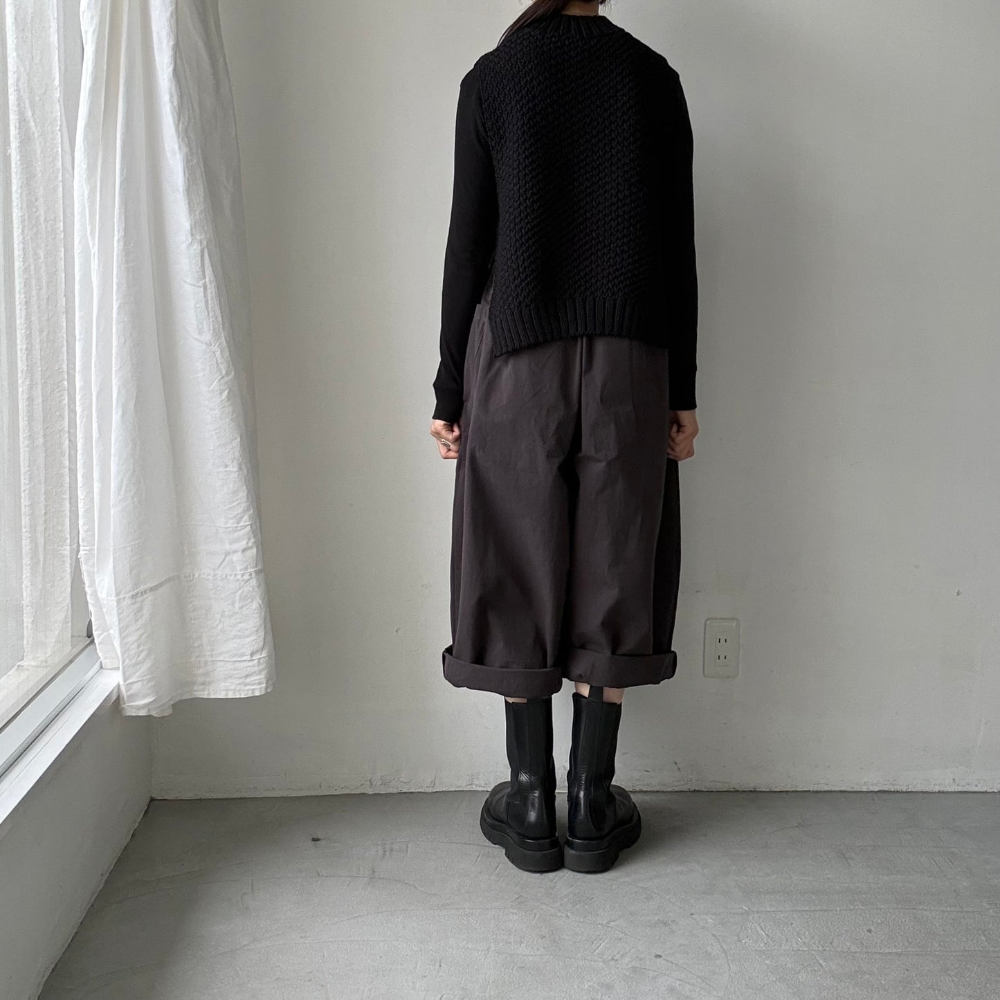 atelier d'antan Perriereコットンワイドパンツ　ダークグレーsize 1