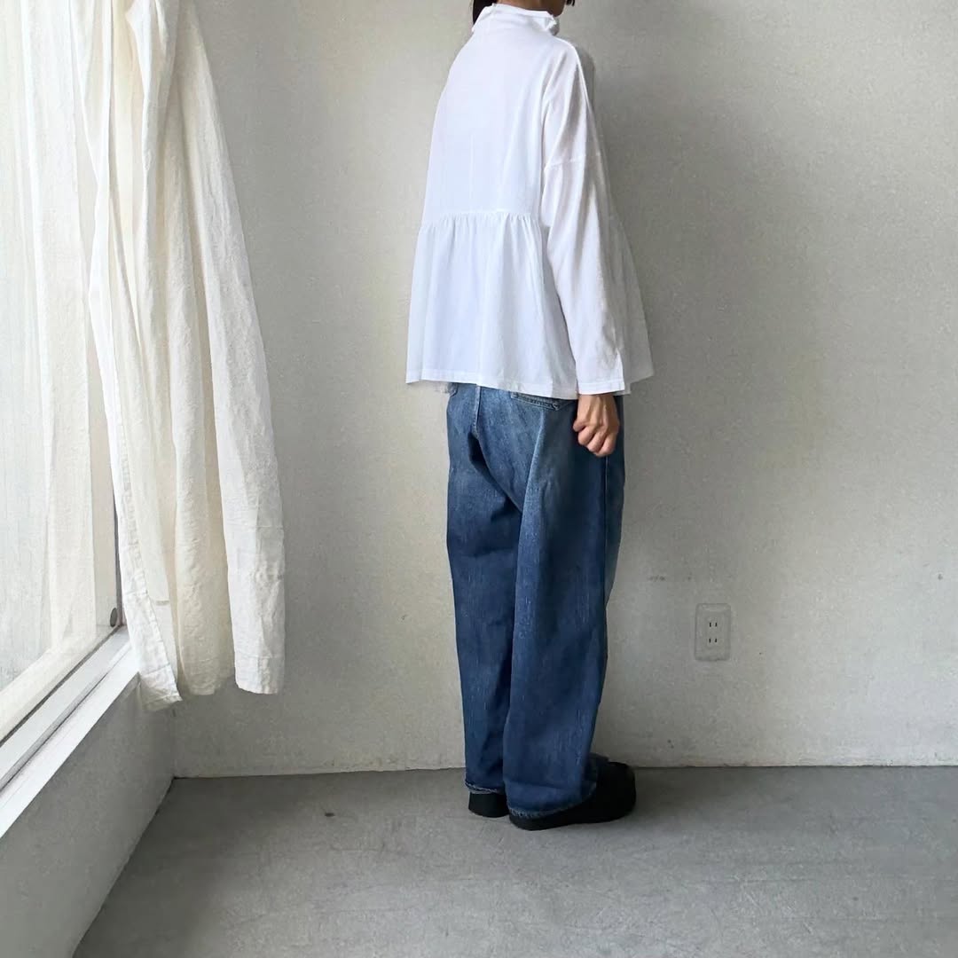 homspun 天竺ハイネックギャザープルオーバー　ホワイト