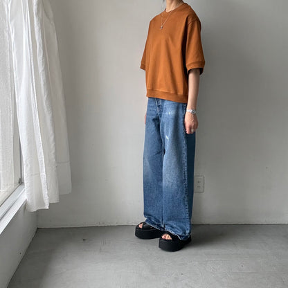 atelier d'antan  Bordet コットンジャージー５分袖プルオーバー　コニャック