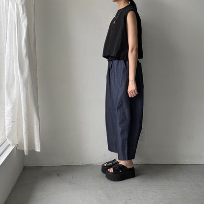 Linenya  デニムタックワイドパンツ