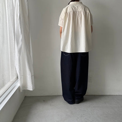 Linenya  コットン丸襟ブラウス　きなり