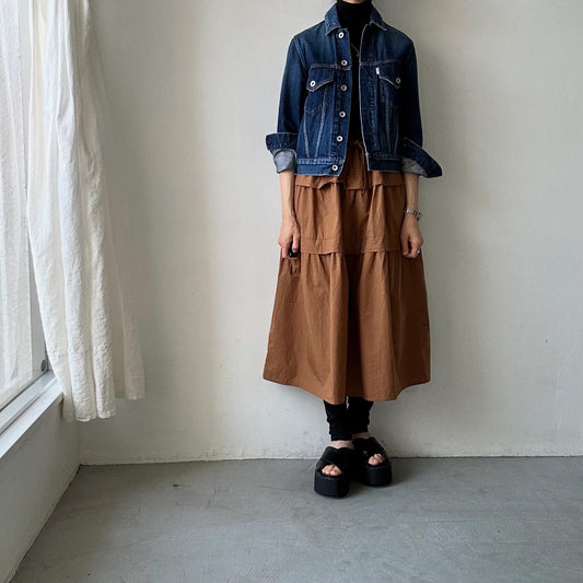 homspun コットンミニチェックティアードスカート
