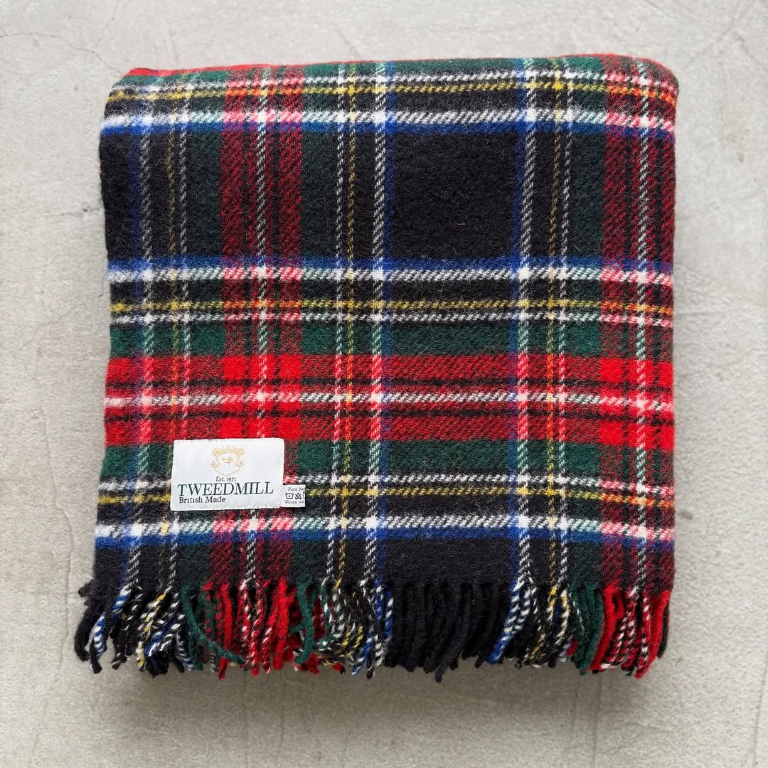 TWEED MILL ウールブランケット
 Black stewart