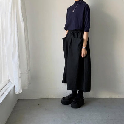 🟡木曜入荷分予約受付中🟡as it is   モックネックコットン5分袖ニット　ネイビー　