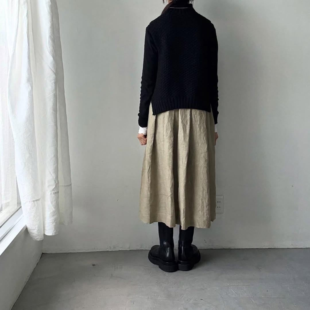 Linenya  リネンタックスカート　ベージュ