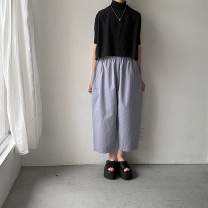 homspun パルキーシーチングギャザーパンツ　ブルーグレー