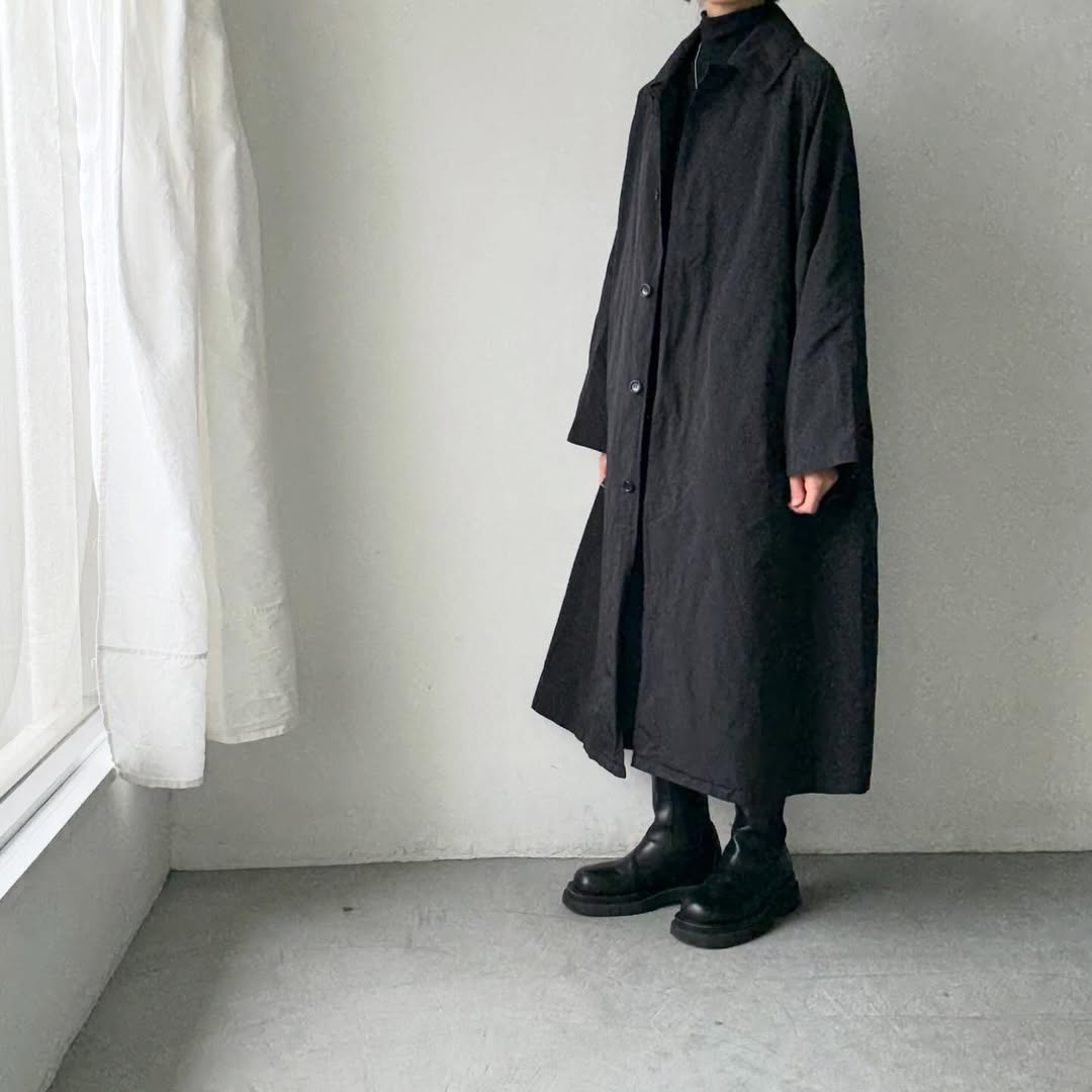 R&D.M.Co ガーメントダイステンカラーコート　ブラック