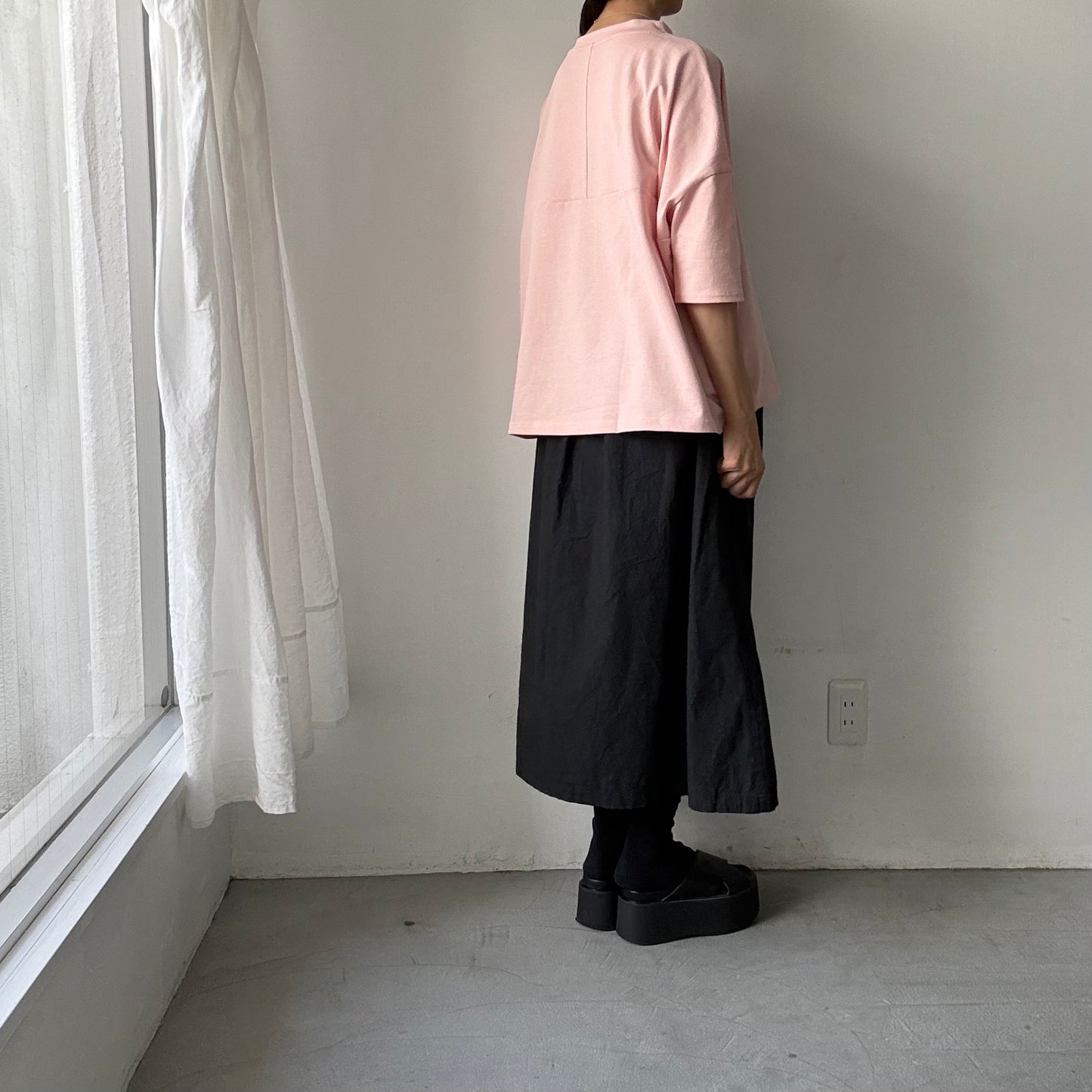 🟡水曜日入荷分予約受付中🟡 
Linenya  テラヴェ7分袖Tシャツ　ペールピンク