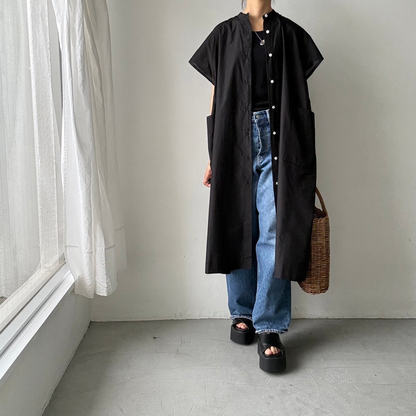 R&D.M.Co シルクコットンラグランハーフスリーブドレス
