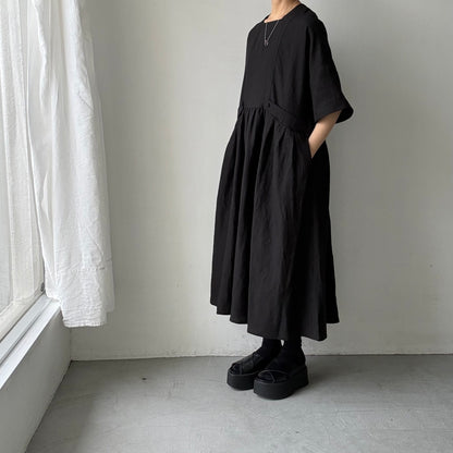 MAGALI   ハイカウントコルトレイクリネンスクエアネックワンピース