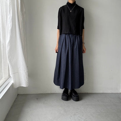 Linenya  デニムタックスカート　90センチ丈