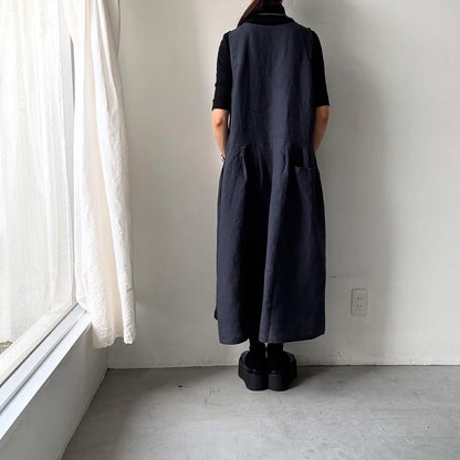 Linenya  リネンジャンパースカート　ネイビー