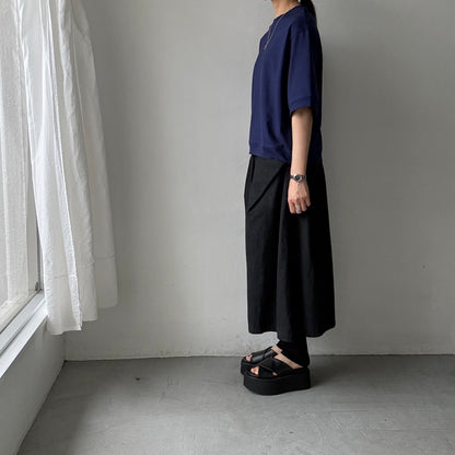 atelier d'antan  Bordet コットンジャージー５分袖プルオーバー　ダークブルー