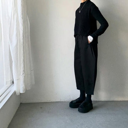 ゴーシュ  オーガニックダックコットンストレートラインパンツ　ブラック