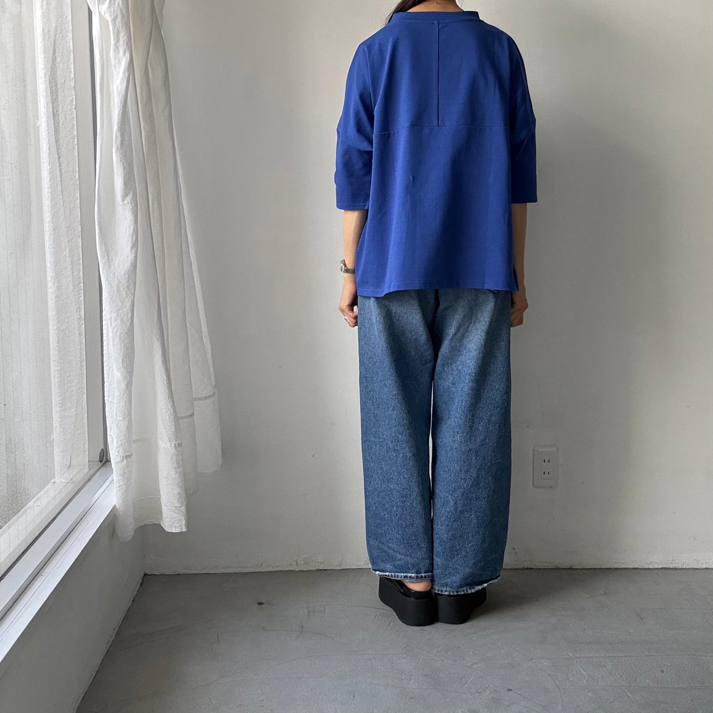 🟡水曜日入荷分予約受付中🟡 Linenya  テラヴェ7分袖Tシャツ　ブルー