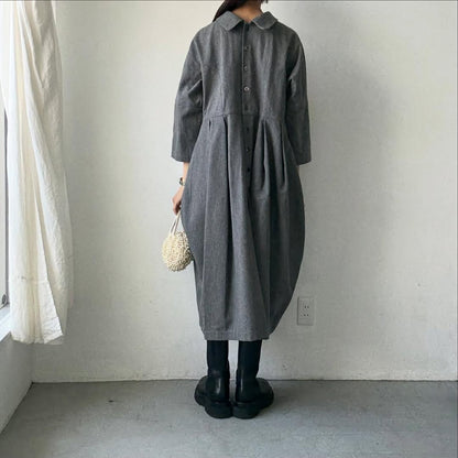 ayanoguchiaya　ダブルフロントコートワンピース　グレー