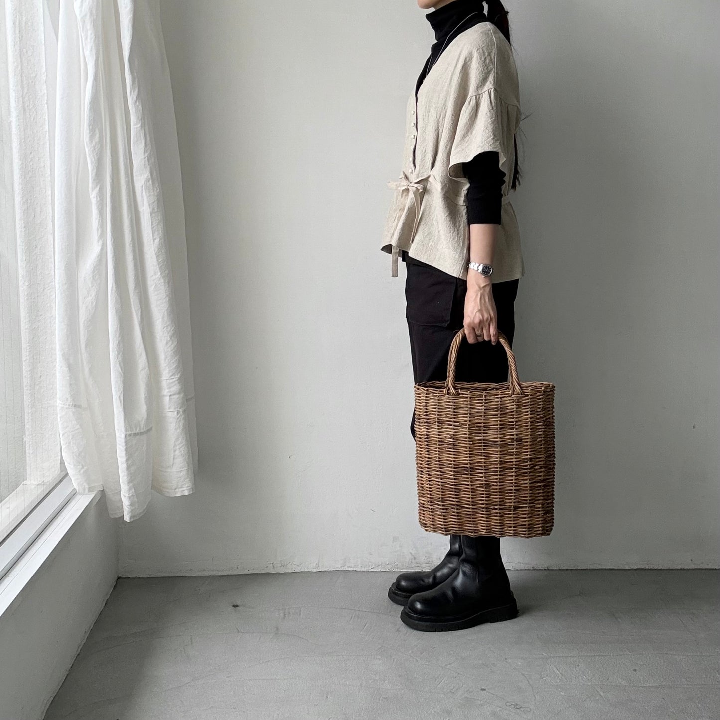 MAGALI  トリプルウォッシュリネンカシュクールジレ　ナチュラル