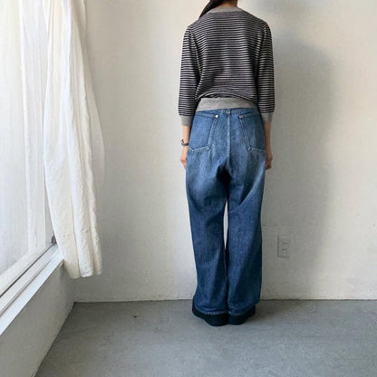 R&D.M.Co  ウールカシミアポケットプルオーバー　ボーダー