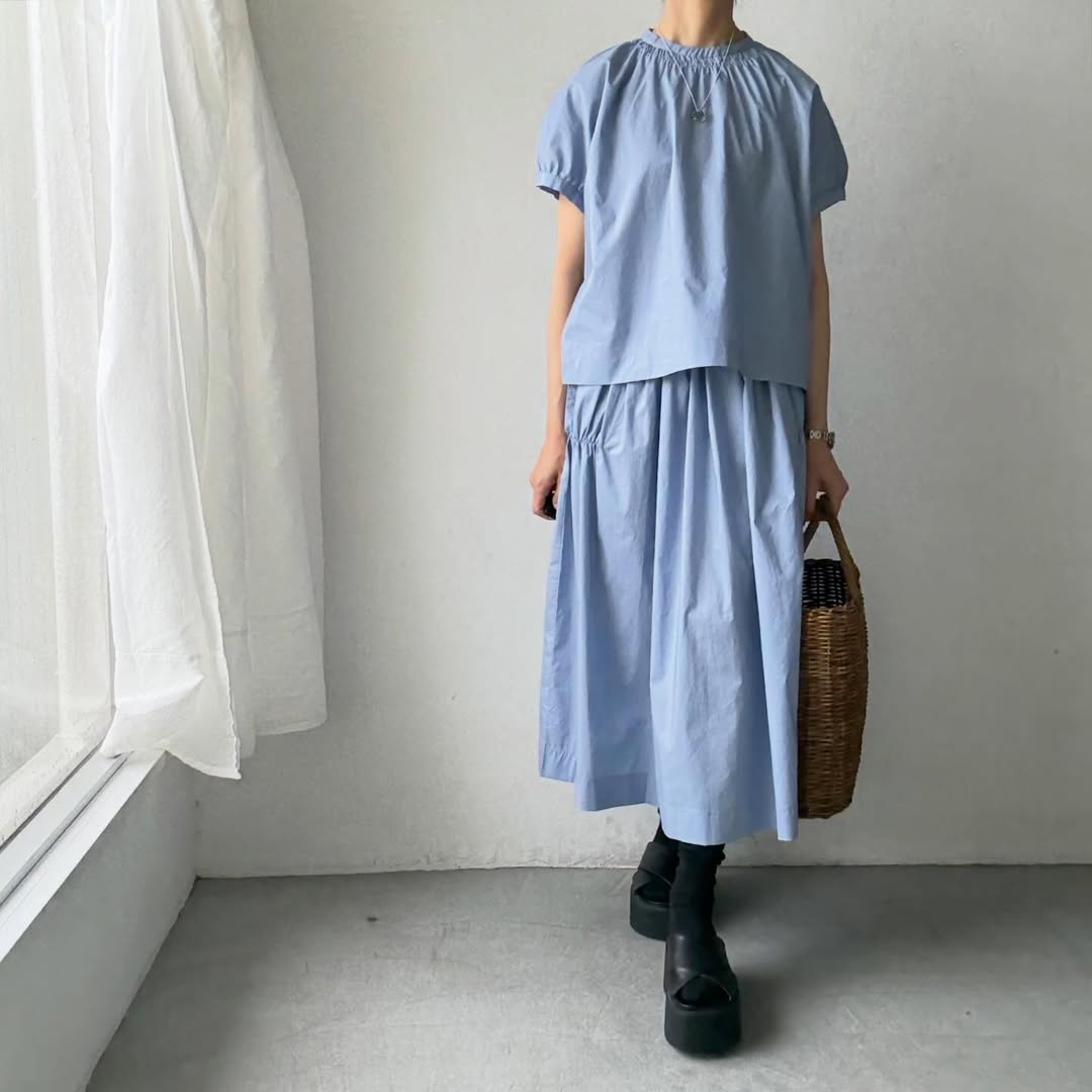 🟡週末入荷分予約受付中🟡cion  コットンシャーリングブラウス　サックスブルー