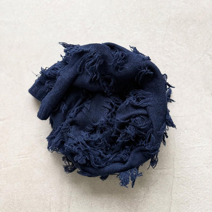 homspun ラムフリンジストール　ネイビー