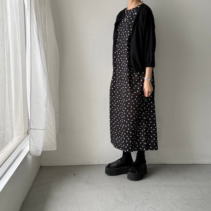 cion  コットン水玉ショルダーリボンワンピース