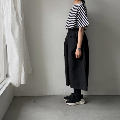 homspun  天竺ボーダー半袖プルオーバー　ホワイト×ブラック