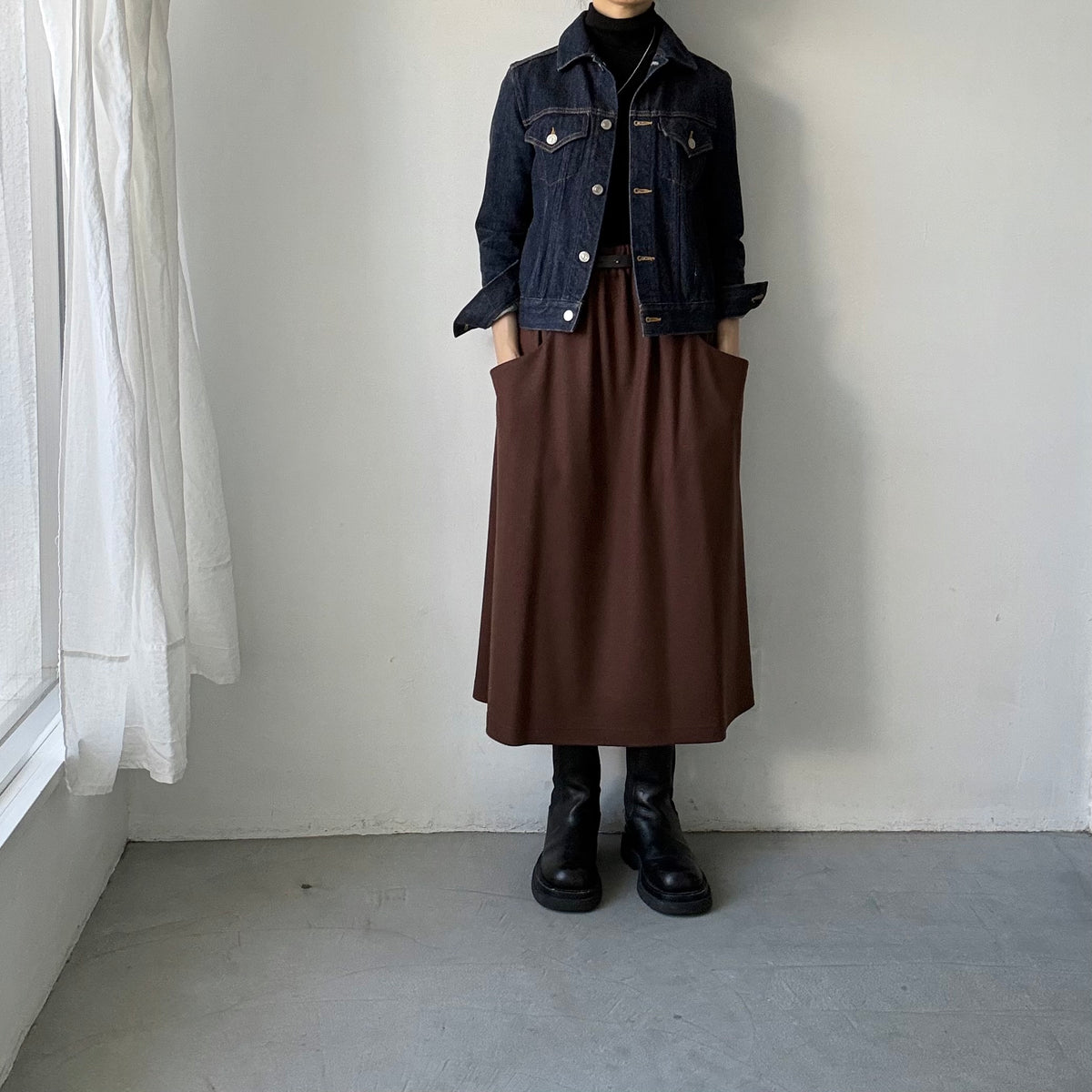 atelier naruse ウールポンチギャザースカート　ブラウン