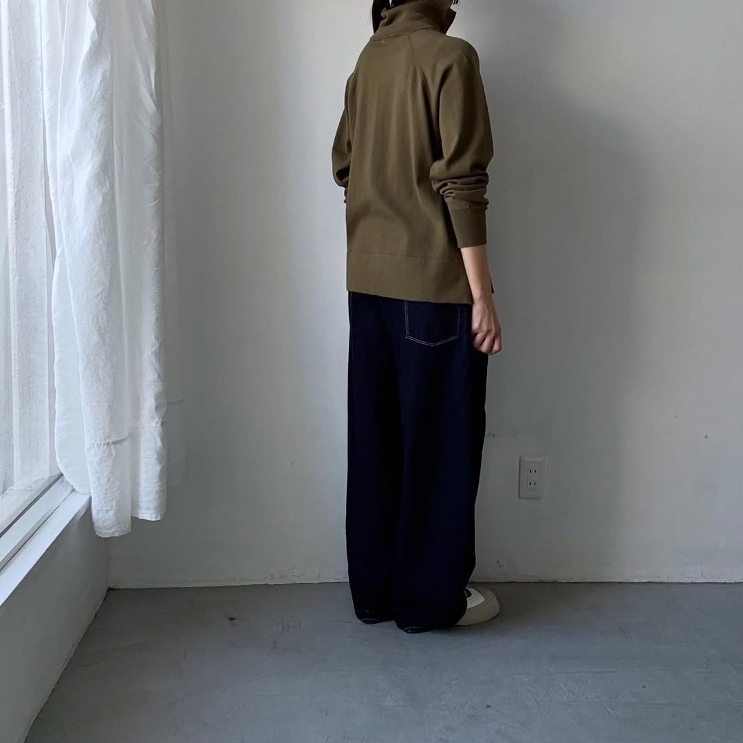 homspun ソフトコットンジップアップカーディガン　カーキ