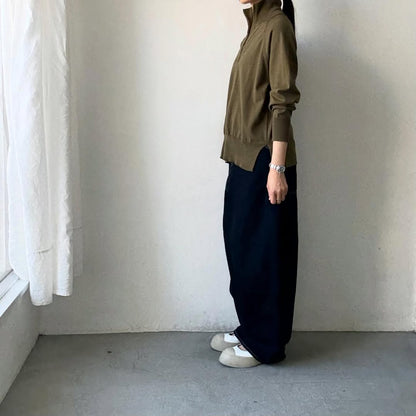 homspun ソフトコットンジップアップカーディガン　カーキ