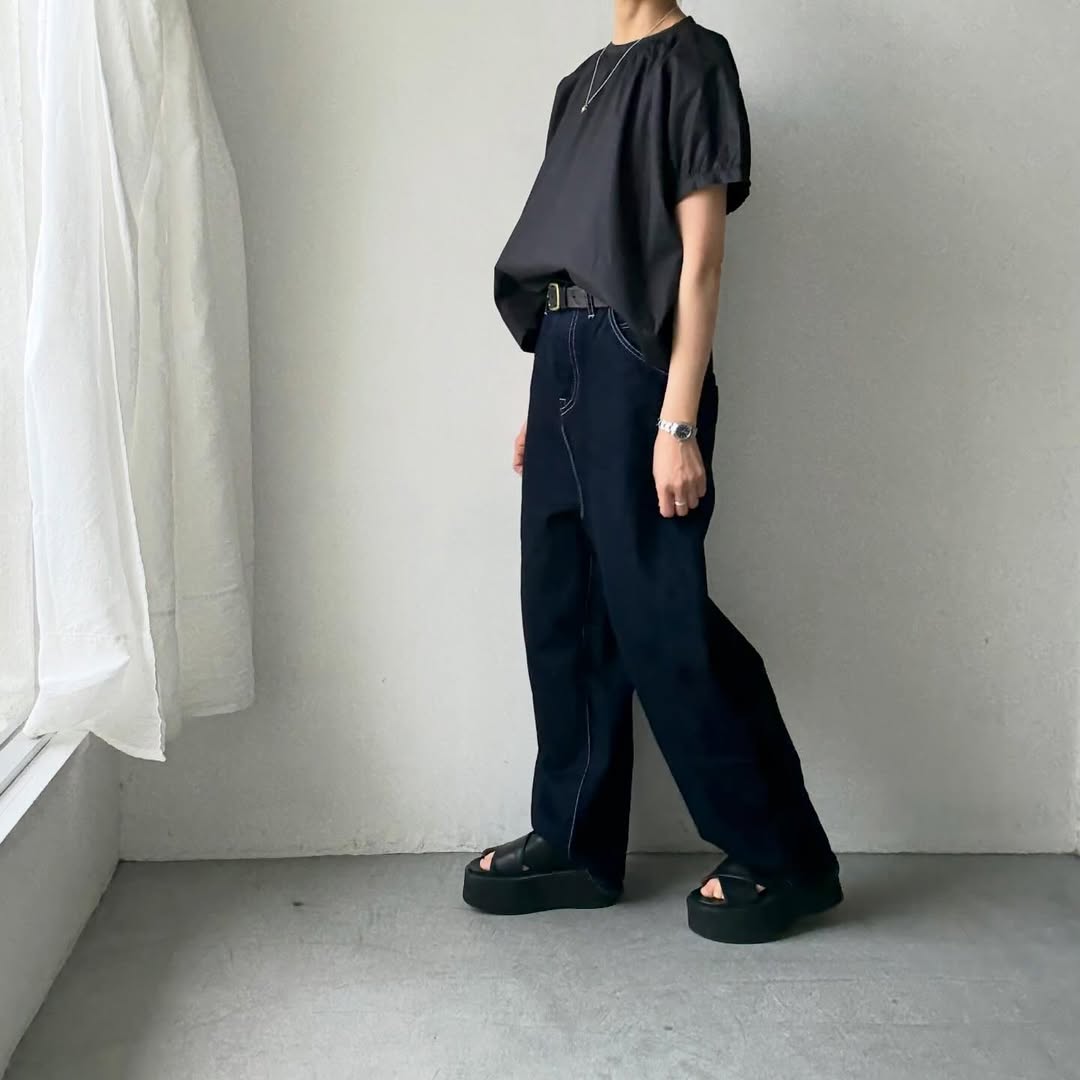 🟡週末入荷分予約受付中🟡cion  コットンシャーリングブラウス　　　ブラック