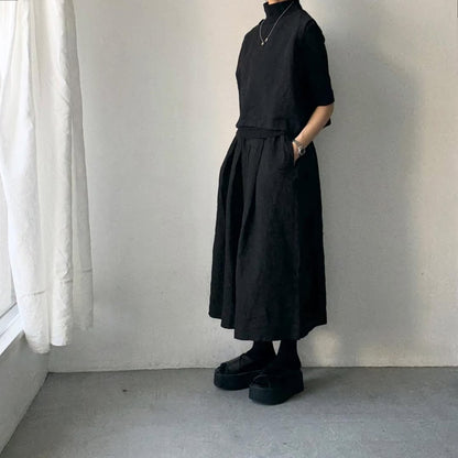 Linenya  リネンタックスカート　ブラック