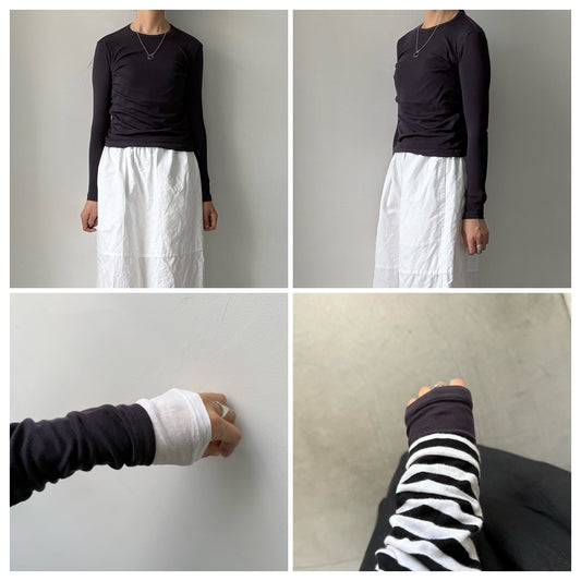 ゴーシュ  スーピマコットンカシミアフライス長袖シャツ　ダークパープル