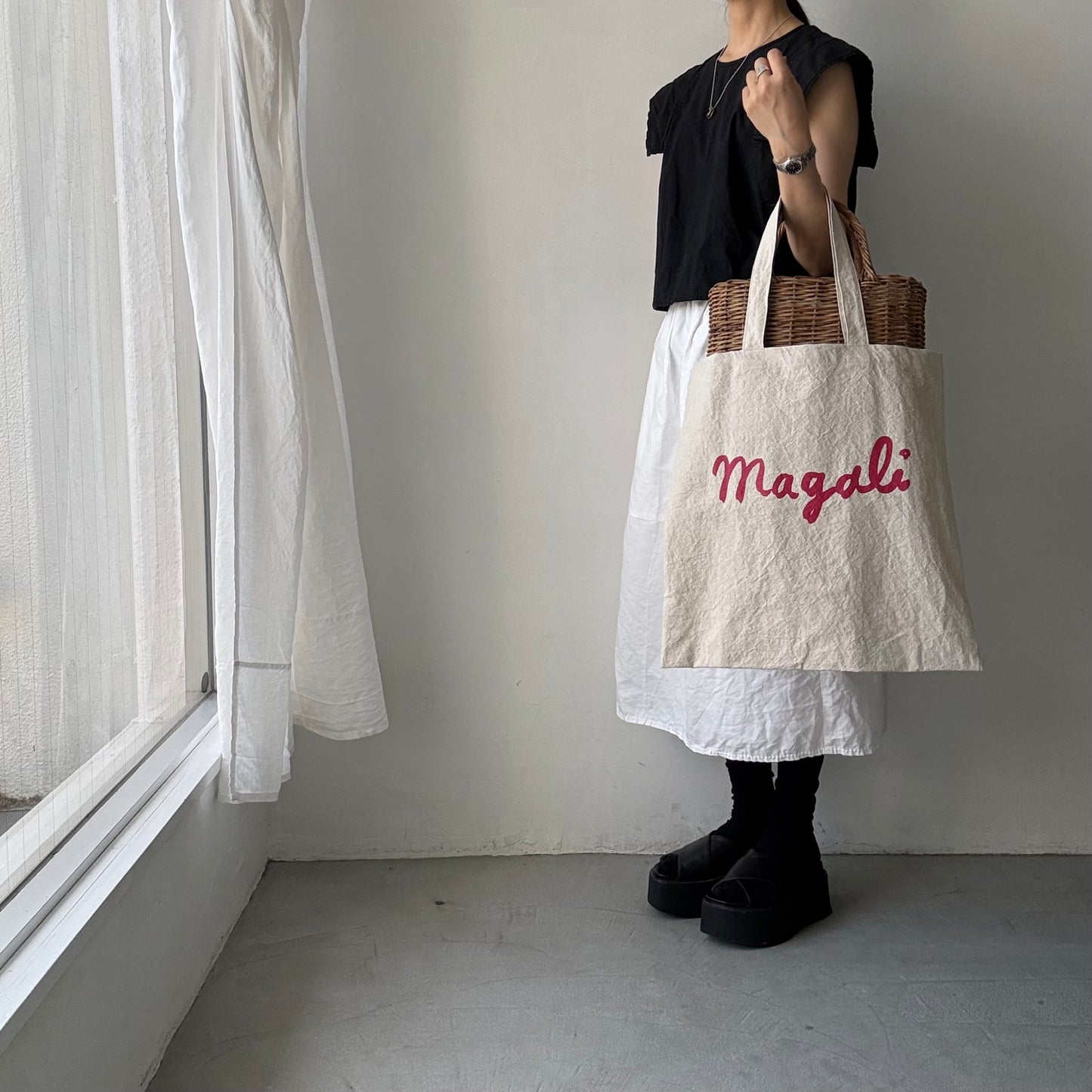 MAGALI   キャンバスコットンリネントートバッグ　ナチュラル