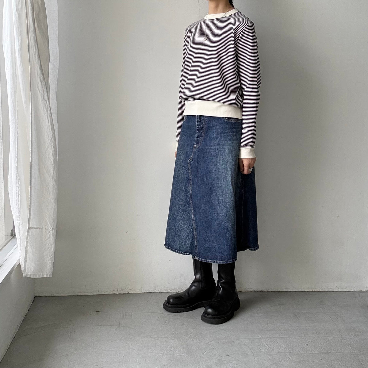 R&D.M.Co  ボーダープルオーバーシャツ
