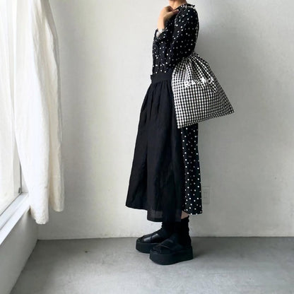 R&D.M.Co  ギンガムチェックドローストリングバッグ　ラージ