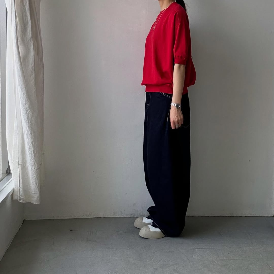 as it is.コットン半袖ニットプルオーバー　レッド