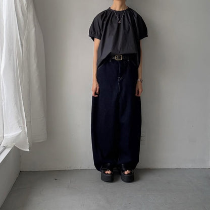 🟡週末入荷分予約受付中🟡cion  コットンシャーリングブラウス　　　ブラック