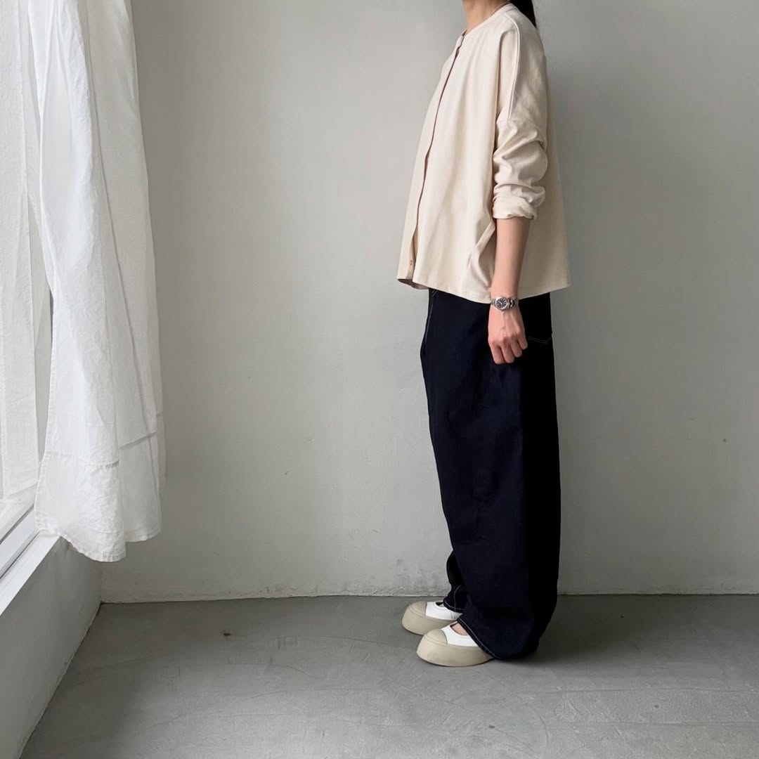 Linenya  スナップボタンカーディガン　きなり