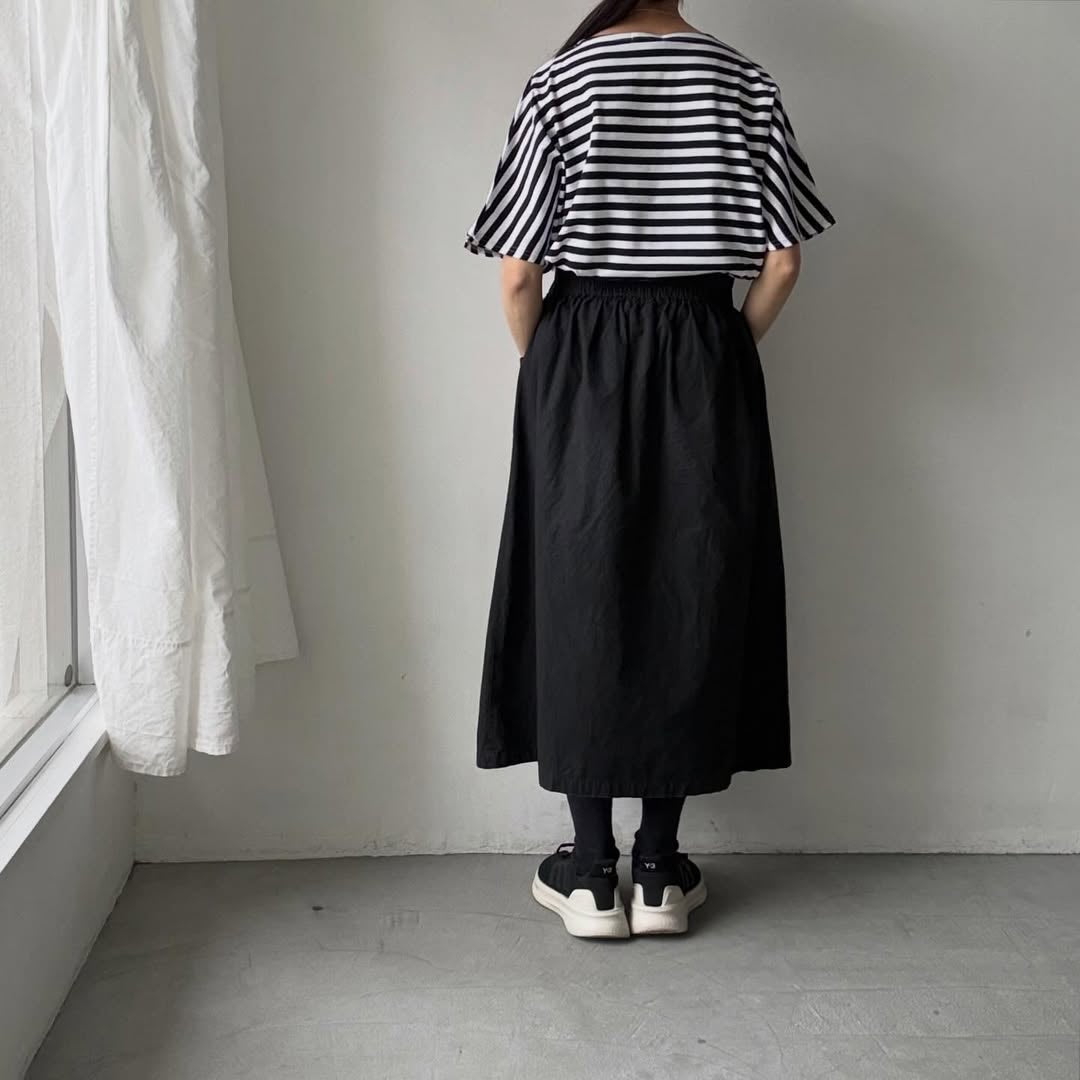 homspun  天竺ボーダー半袖プルオーバー　ホワイト×ブラック