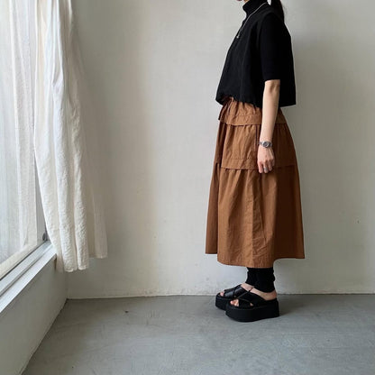 homspun コットンミニチェックティアードスカート