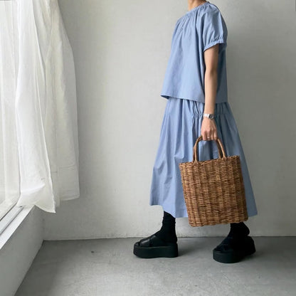 🟡週末入荷分予約受付中🟡cion  コットンシャーリングブラウス　サックスブルー