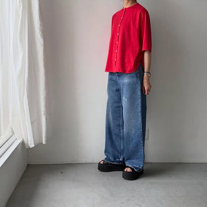 homspun  天竺5分袖カーディガン
レッド