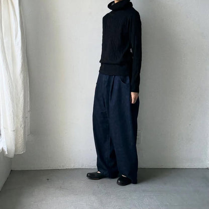 atelier naruse  ウールコットンタートルネックカットソー　ブラック